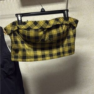 Forever 21 Yellow and Black Plaid Crop Top